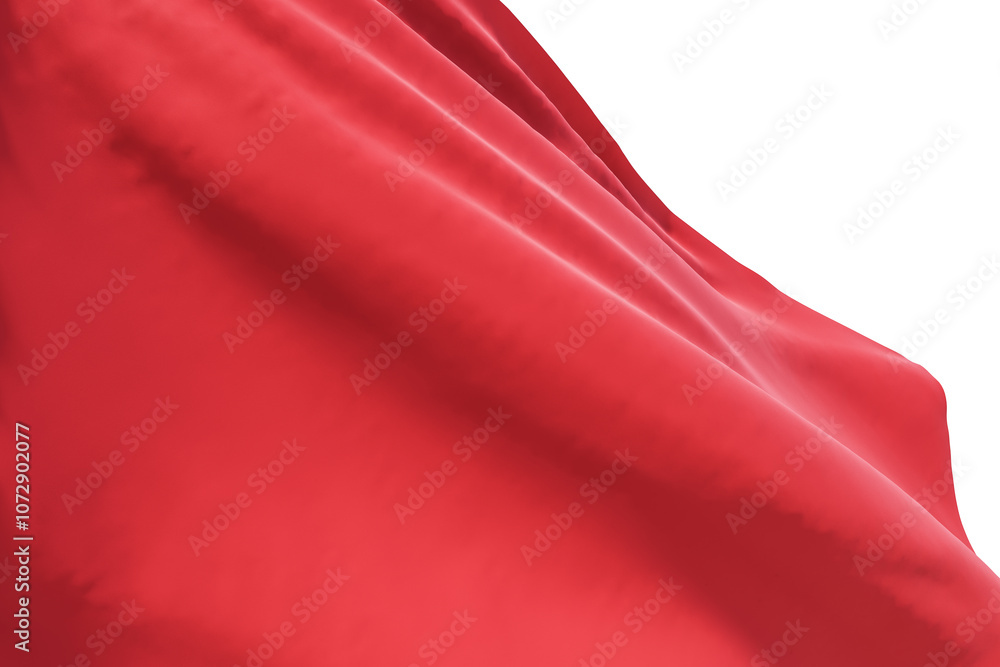 Aufkleber Close up of blank red flag on abstract light background. 3D rendering, mock up