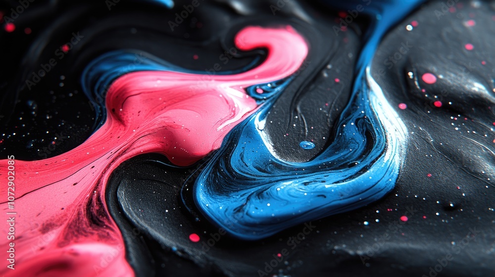 Poster abstract swirling paint with glitter. perfect for adding a touch of vibrant color and dynamic moveme