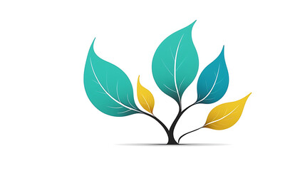 Fototapeta premium Minimalistic icon of a leaf shape symbolizing nature and growth on a white background.