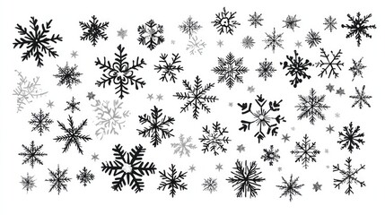 Sticker snowflakes christmas illustration, Collection of Christmas on white background