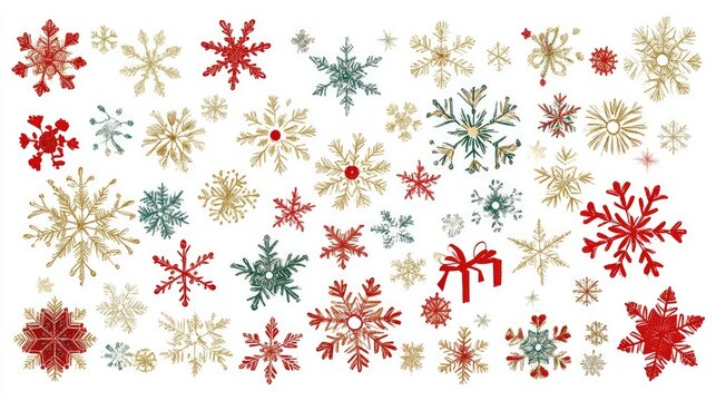 Sticker snowflakes christmas illustration, Collection of Christmas on white background