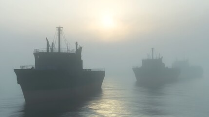 Obraz premium Mystical Sea Journey in the Mist