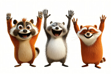 Naklejka premium Funny cartoon animals collection with bear, and other cute pets