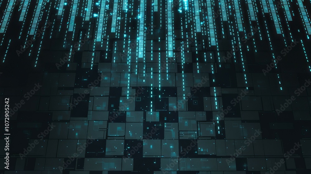 Aufkleber digital data stream. abstract teal data flow; symbolizes information transfer, technological advance