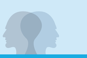 Double Exposure Silhouette of Two Faces Overlapping in Profile