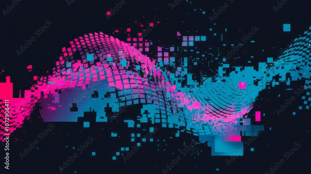 Aufkleber digital flow abstract art. vibrant pixels flow, symbolizing data streams and modern technology. a dy