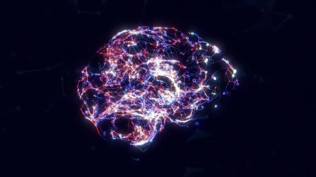 Futuristic Abstract Brain Representing Data Technology and Science Made of Particles Looping in and Out