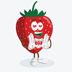 strawberry Logo mascot in love pose