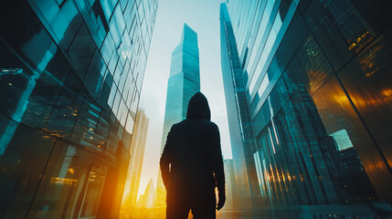 Hacker are planning to hack and attack networks and cyber security , innovative Smart city and graphs with statistics to analyze business potential and predict future developments in company growth.