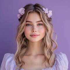 Naklejka premium Woman with flower in hair