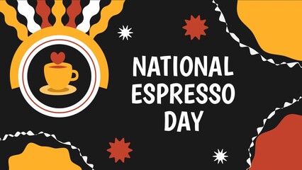 National Espresso Day. Hot beverage holiday geometric banner design 