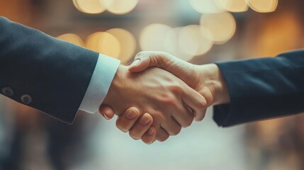 Close-up of a salesperson shaking hands with a client after closing a deal business agreement in action successful sales negotiation and partnership