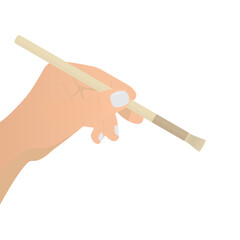 Human Hand Holds Paintbrush, Isolated On White Background. Flat Vector illustration
