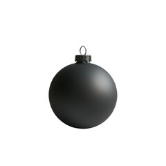 Black glass xmas ball isolated on white background. Christmas bauble ornament for festive holiday decor
