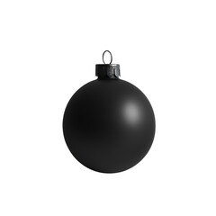 Black glass xmas ball isolated on white background. Christmas bauble ornament for festive holiday decor