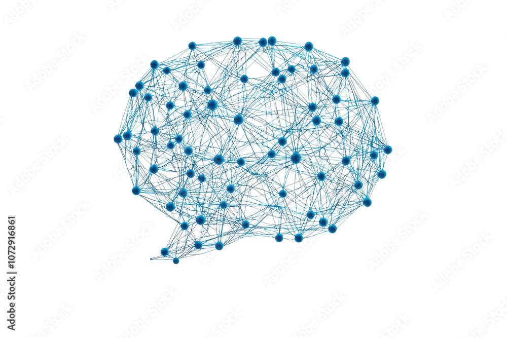 Poster a digital illustration of a networked brain, showcasing interconnected nodes and lines representing 