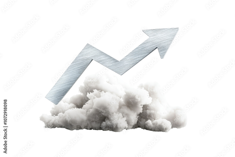 Poster a cloud with an upward arrow symbolizing growth and progress.