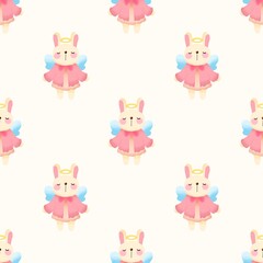 Rabbit pattern in pink angel costume for Christmas