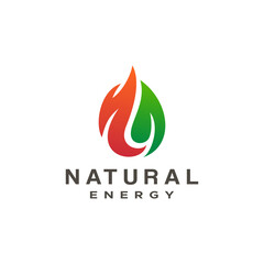 Modern Nature Energy Logo Design Template Vector Icon, Sign for Environment Renewable Industry