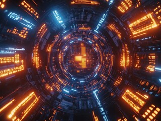 Fototapeta premium Futuristic Tunnel with Lights