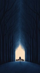 Journey through a dark forest to bright light.