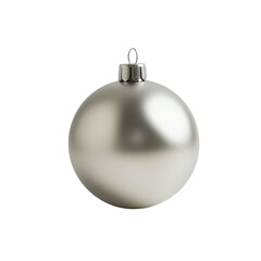 Silver glass xmas ball isolated on white background. Christmas bauble ornament for festive holiday decor