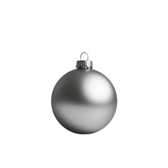 Silver glass xmas ball isolated on white background. Christmas bauble ornament for festive holiday decor