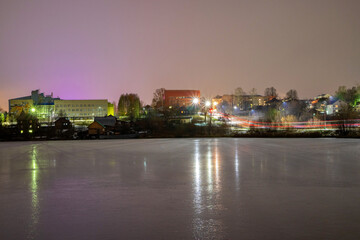 view of the city at night