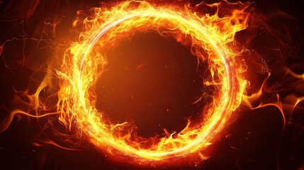 A Glowing Ring of Fire With Surrounding Flames