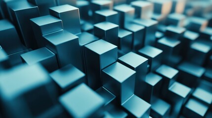 Obraz premium Abstract 3D rendering of stacked cubes creating a dynamic, futuristic background
