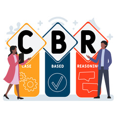 CBR - case based reasoning acronym. business concept background. vector illustration concept with keywords and icons. lettering illustration with icons for web banner, flyer, landing pag