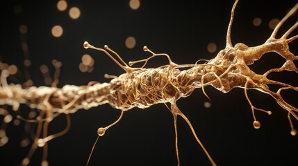 A Close-Up of a Golden Neuron with Blurred Background Lights