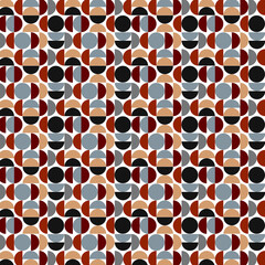 Abstract art circles. Geometrical parts of a circle like half or full in different color patterns
