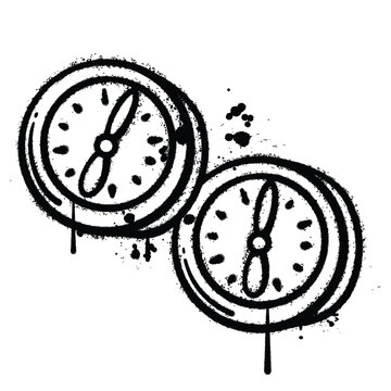 Graffiti Spray clock isolated on white background