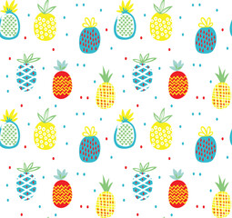Colorful Pineapple seamless pattern vector design for clothes.