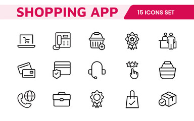 Shopping Icon Set. Vibrant and engaging icons for enhancing e-commerce platforms, perfect for product listings, cart management, and checkout processes to elevate the online shopping experience.
