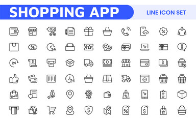 Shopping Icon Set. Vibrant and engaging icons for enhancing e-commerce platforms, perfect for product listings, cart management, and checkout processes to elevate the online shopping experience.