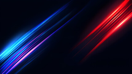 Fototapeta premium Dynamic blue and red light streaks in darkness