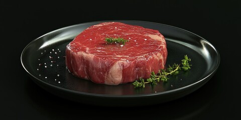 Steak on Black Plate with Thyme