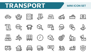 Transport & Logistics Icon Collection. High-Quality Icons for Shipping, Delivery, Freight, Fleet Management, Cargo Handling, and Supply Chain Optimization