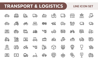 Transport & Logistics Icon Collection. High-Quality Icons for Shipping, Delivery, Freight, Fleet Management, Cargo Handling, and Supply Chain Optimization