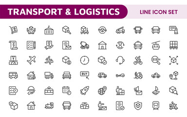 Transport & Logistics Icon Collection. High-Quality Icons for Shipping, Delivery, Freight, Fleet Management, Cargo Handling, and Supply Chain Optimization