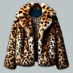 Naklejka premium Leopard print fur coat