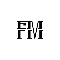 FM monogram logo design letter text name symbol monochrome logotype alphabet character simple logo