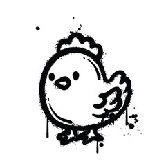 Graffiti Spray chicken isolated on white background