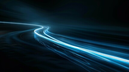 Blue light trails. Abstract image of curving light trails symbolizing progress, speed, and a journey into the future.