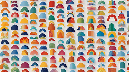 Minimalistic icon of a rainbow shape symbolizing inclusion and diverse identities on a white background.