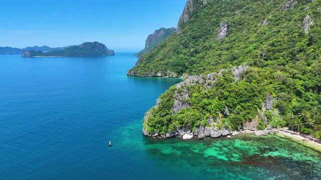 Aerial drone shot of a island in the palawan. 