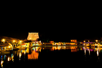 Sree Padmanabhaswamy temple in Trivandrum at night