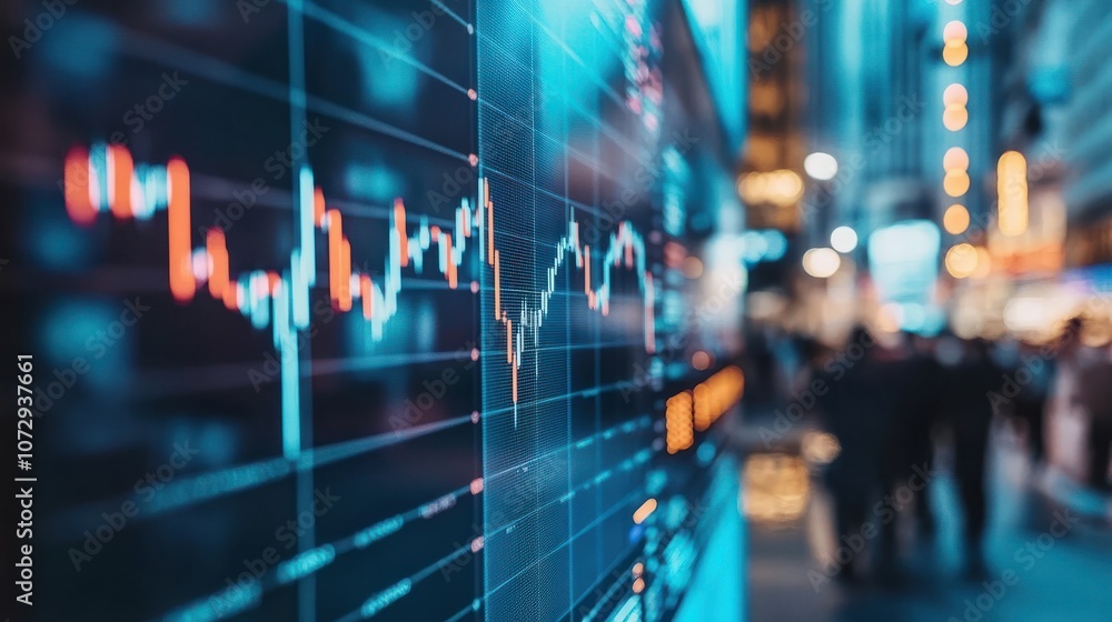 Poster dynamic stock market graph displaying financial trends and growth, showcasing data visualization in 